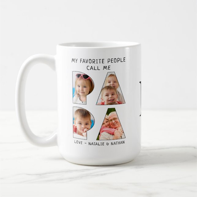 Taza De Café La PAPA moderna dice 8 Collages de fotos (Izquierda)
