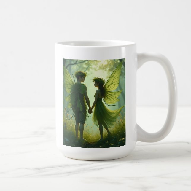 Taza De Café La pareja de hadas amorosas Mugs (Derecha)