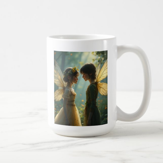 Taza De Café La pareja de hadas amorosas Mugs (Derecha)