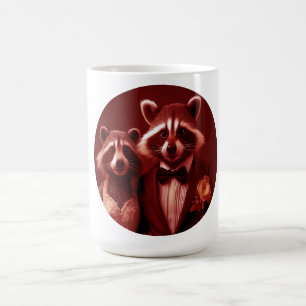 Taza De Café La pareja feliz Sr. y Sra. Racoon