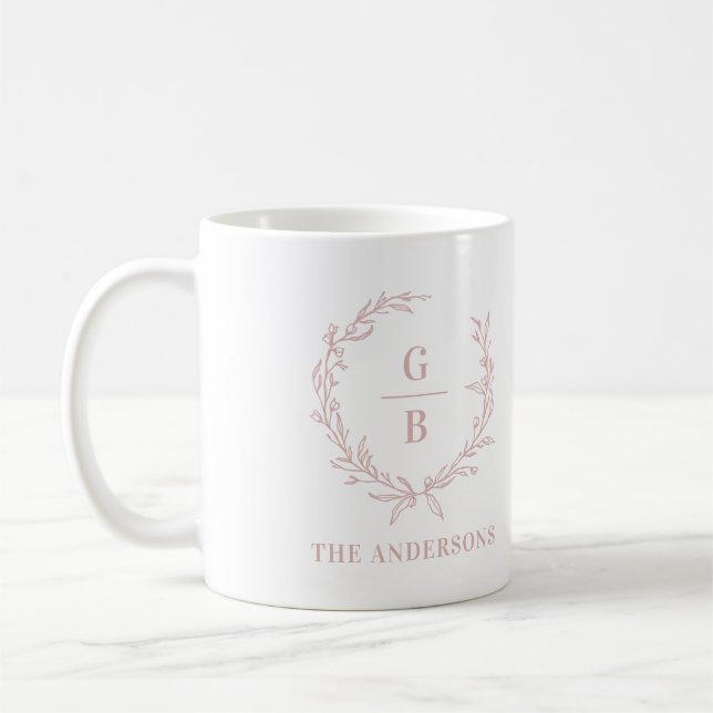 Taza De Café La pareja inicial monograma era rosa elegante y mo (Izquierda)