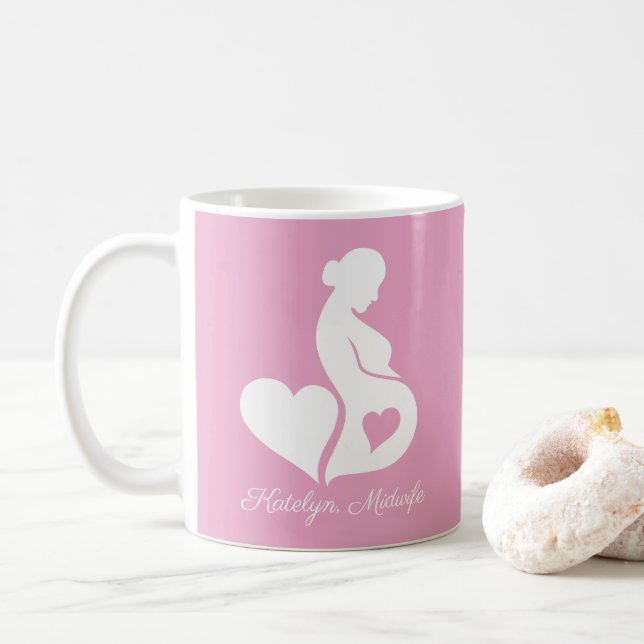 Taza De Café La partera Doula Bella Rosa Personalizada (Con donut)