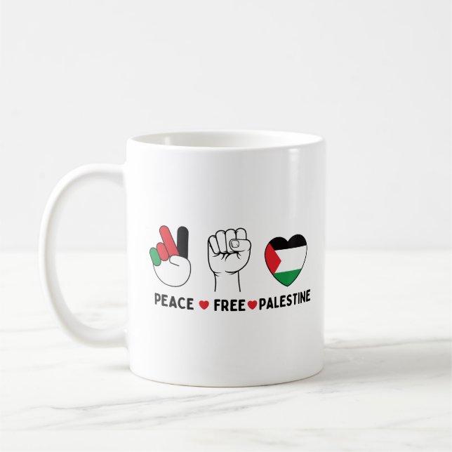 Taza De Café la paz ama palestina - libertad para los palestino (Izquierda)