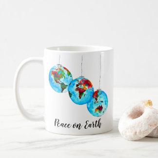 Taza De Café La paz en la Tierra, la acuarela de los Navidades