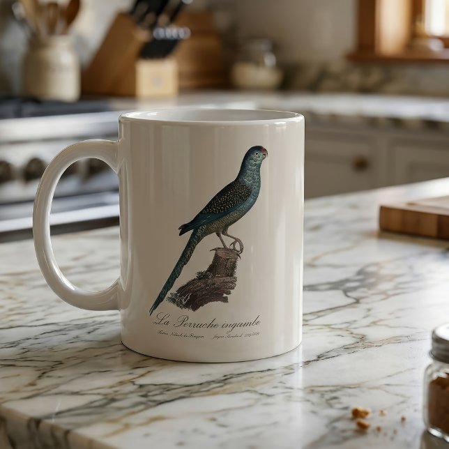 Taza De Café La Perruche ingambe (Ground Parrot or Swamp Parrot, Pezoporus Wallicus. Coffee Mug)