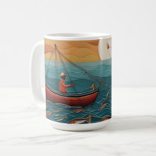 Taza De Café La Pesca Del Día Del Arte Popular,