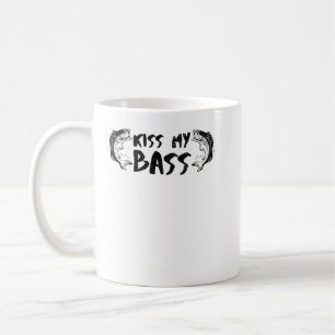 Taza De Café La pesca divertida besa mi grosero texto negro con