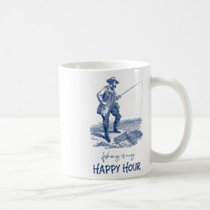 Taza De Café La pesca vintage es mi hora feliz para pescadores
