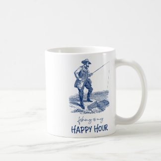 Taza De Café La pesca vintage es mi hora feliz para pescadores