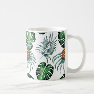 Taza De Café La piña de la acuarela con verde sale del modelo