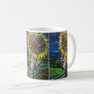 Taza De Café La pintura de la cumbre del girasol de Alfred Fox