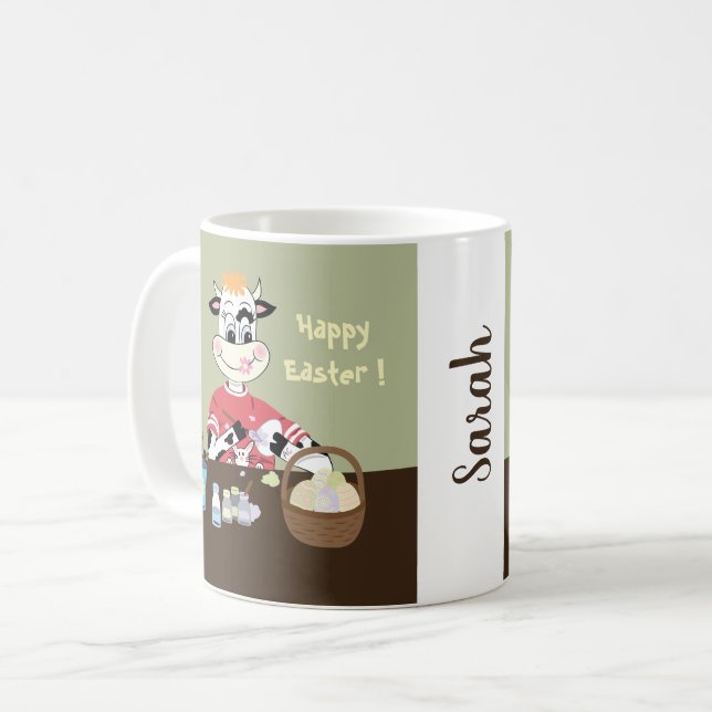 Taza De Café La pintura linda de la vaca del dibujo animado (Anverso izquierdo)