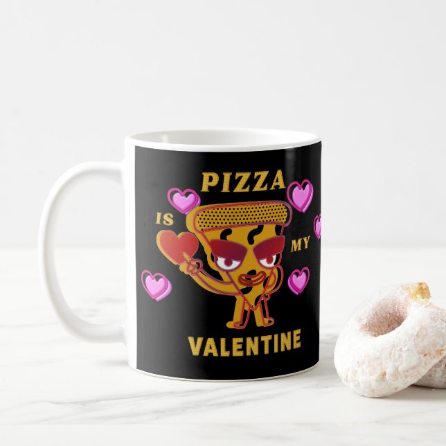 Taza De Café La pizza es mi amor de San Valentín (Con donut)