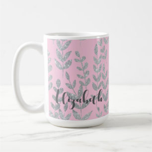 Taza De Café La plata botánica deja el nombre personalizado Rub