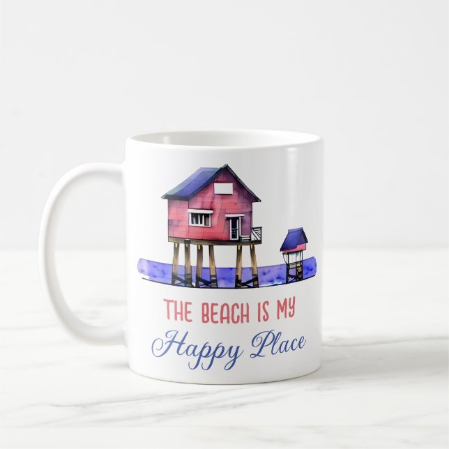 Taza De Café La playa es mi lugar feliz (Izquierda)