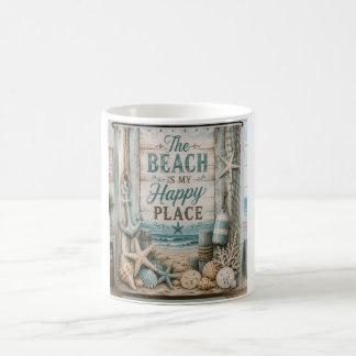 Taza De Café La playa es mi lugar feliz Costero