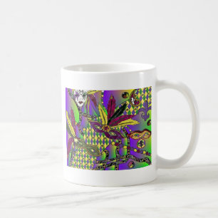 Taza De Café La pluma psicodélica del carnaval enmascara la
