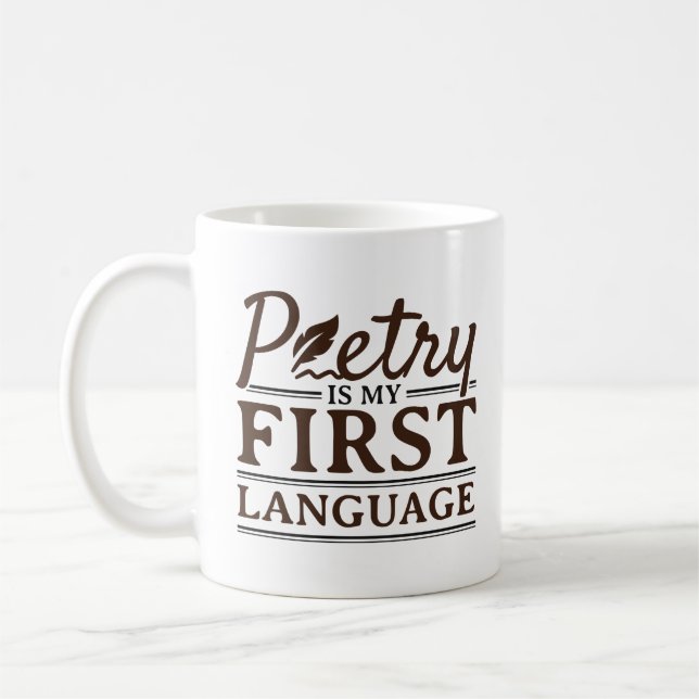 Taza De Café La poesía es mi primer escritor de poetas en idiom (Izquierda)