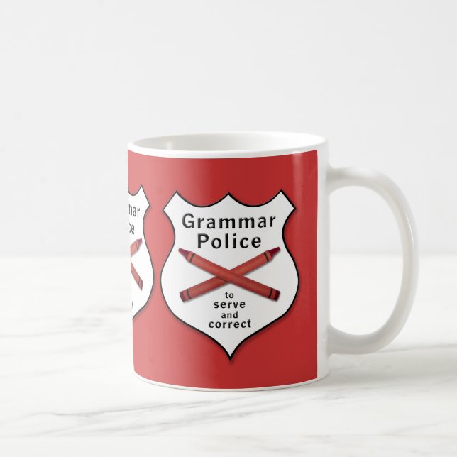 Taza De Café La policía de la gramática Badge (Derecha)