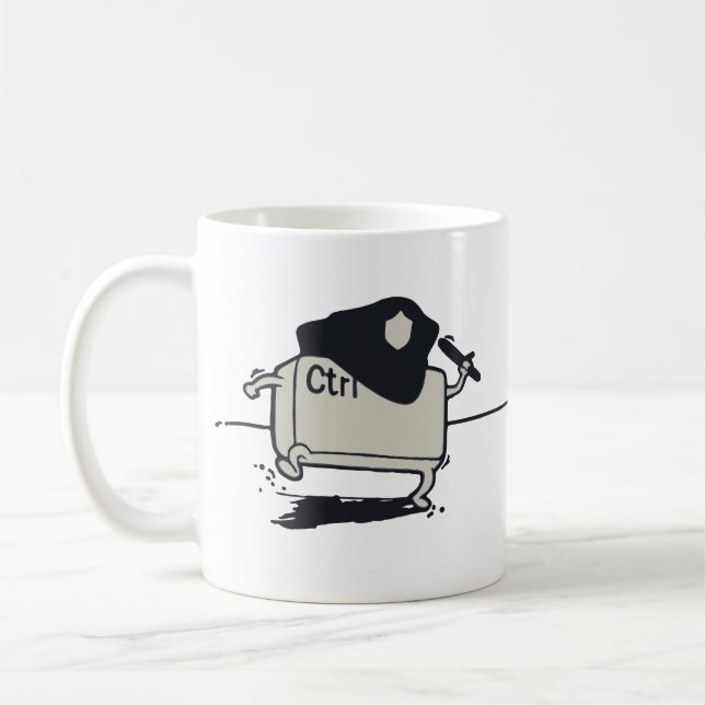 Taza De Café La policía divertida Humor - el Ctrl que persigue (Izquierda)