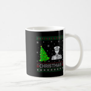 Taza De Café La policía femenina lee árbol iluminando a Navidad