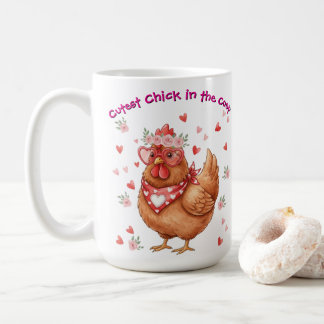 Taza De Café La pollita más linda del gallinero gallina marrón