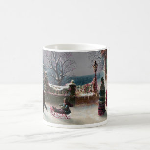Taza De Café La primera escena del navidad de la nieve