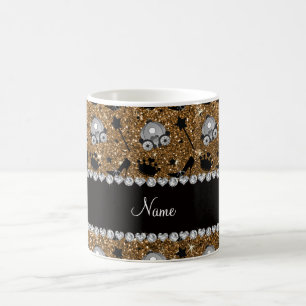 Taza De Café La princesa conocida del purpurina del oro corona