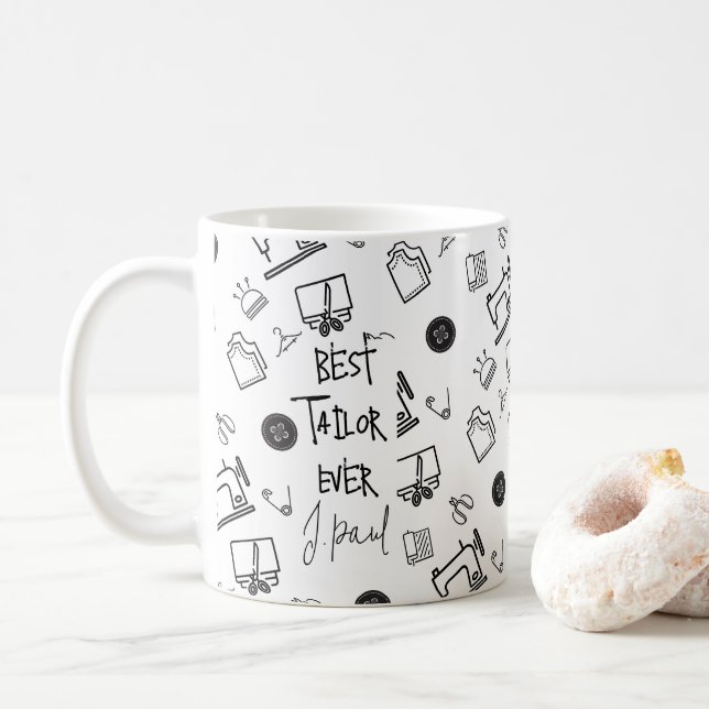Taza De Café La profesión del sastre papá o la mamá Tie (Con donut)