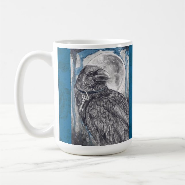 Taza De Café La puerta de acceso a las aves mug raven mug negro (Izquierda)