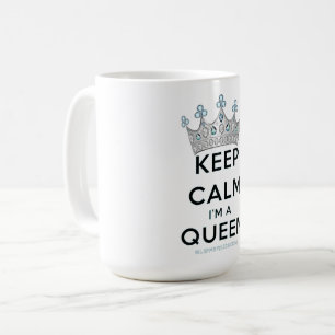 Taza De Café La reina keep calm de SlipperyJoe's corona de plat