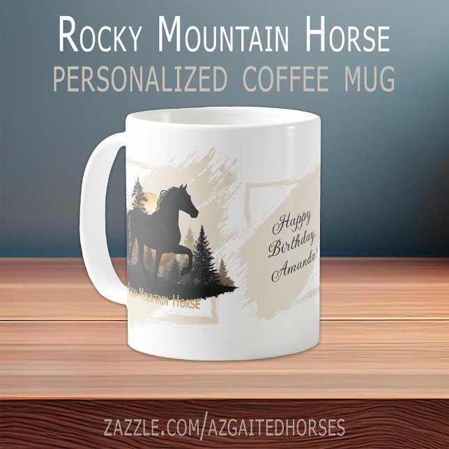 Taza De Café La silueta de caballo de montaña rusa personaliza (Rustic Rocky Mountain Horse Silhouette Personalize Coffee Mug)
