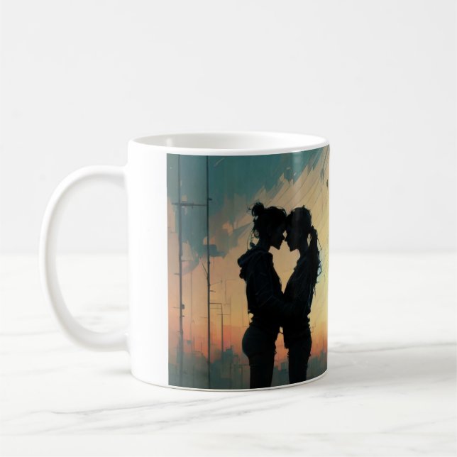 Taza De Café La silueta de las mujeres enamoradas personalizada (Izquierda)