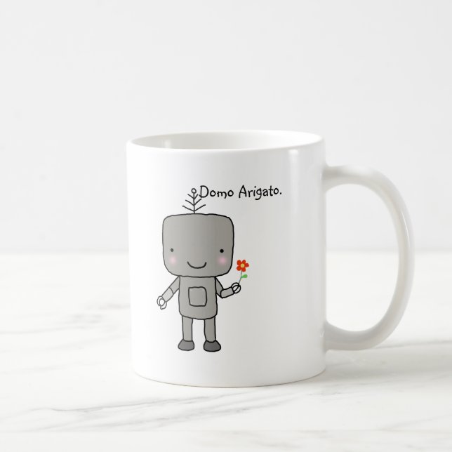 Taza De Café La sonrisa linda de la flor del robot le agradece (Derecha)
