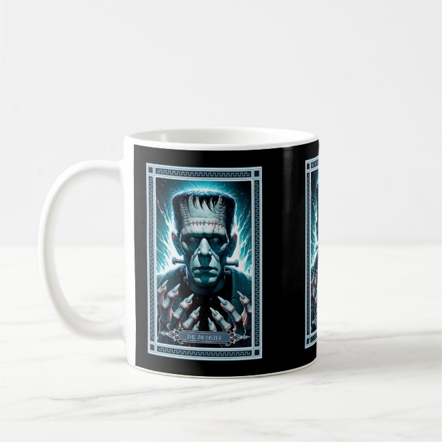 Taza De Café La tarjeta de Monster Tarot de Frankenstein (Izquierda)