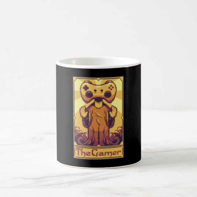 Taza De Café La tarjeta Tarot de Gamer Pixel (Centro)