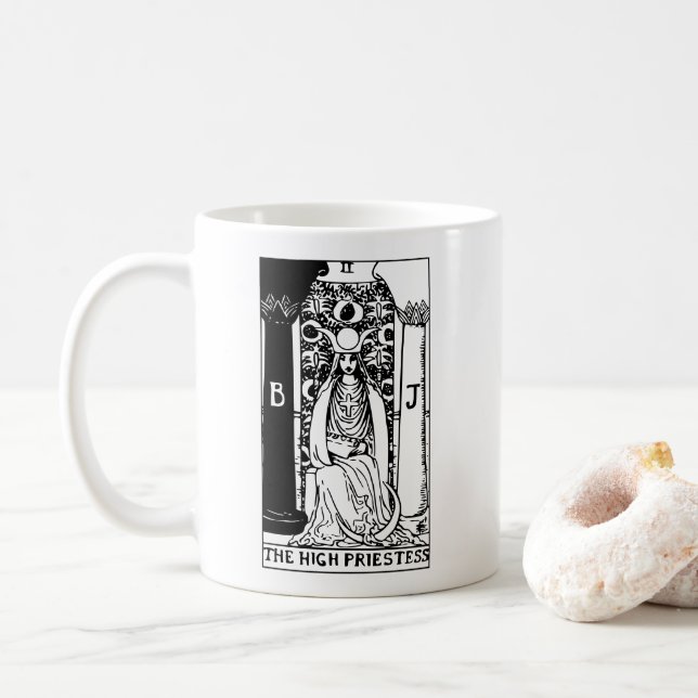 Taza De Café La tarjeta Tarot de la alta sacerdotisa (Con donut)