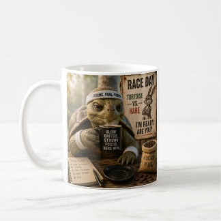 Taza De Café La tortuga preparándose para la liebre