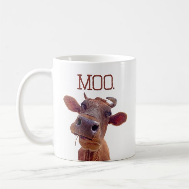 Taza De Café La vaca clásica "MOO" divertida (Izquierda)