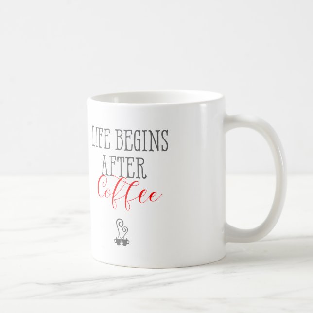 Taza De Café La vida comienza después del café - Citas de café  (Derecha)