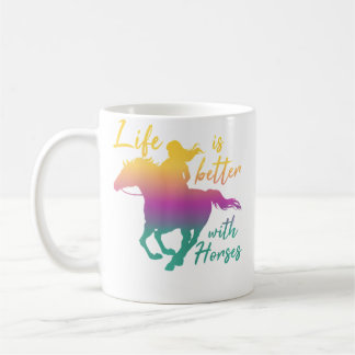 Taza De Café La vida con caballos mujeres a caballo propietaria