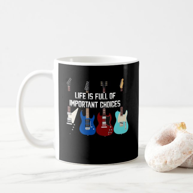 Taza De Café La Vida De La Guitarra Eléctrica Está Llena De Opc (Con donut)