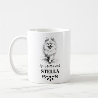 Taza De Café La vida de Pomerania es mejor con el nombre del pe