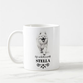 Taza De Café La vida de Samoyed es mejor con el nombre del perr