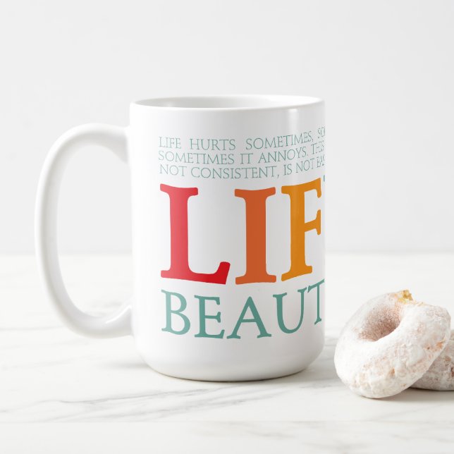 Taza De Café La vida es bella (Con donut)