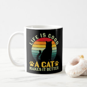 Taza De Café La Vida Es Buena Un Gato Lo Hace Mejor Café Mug