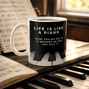 Taza De Café La vida es como un piano Inspirador