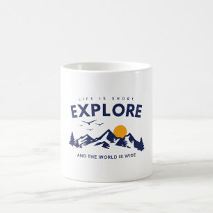 Taza De Café La vida es corta y el mundo es ancho Cita de explo