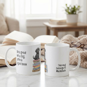 Taza De Café La vida es genial con un perro y un buen libro