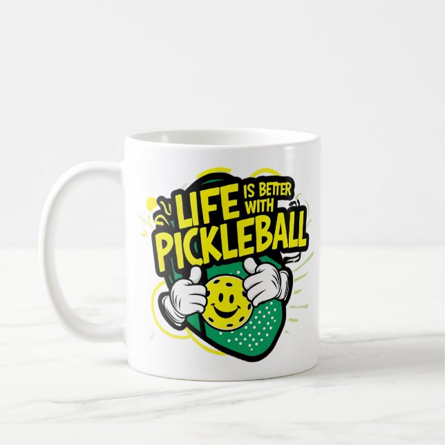 Taza De Café La vida es mejor con el pickleball (Izquierda)